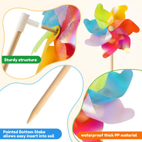 LilLittle durable pinwheel with wooden pole delivers durable, seasonal garden decor