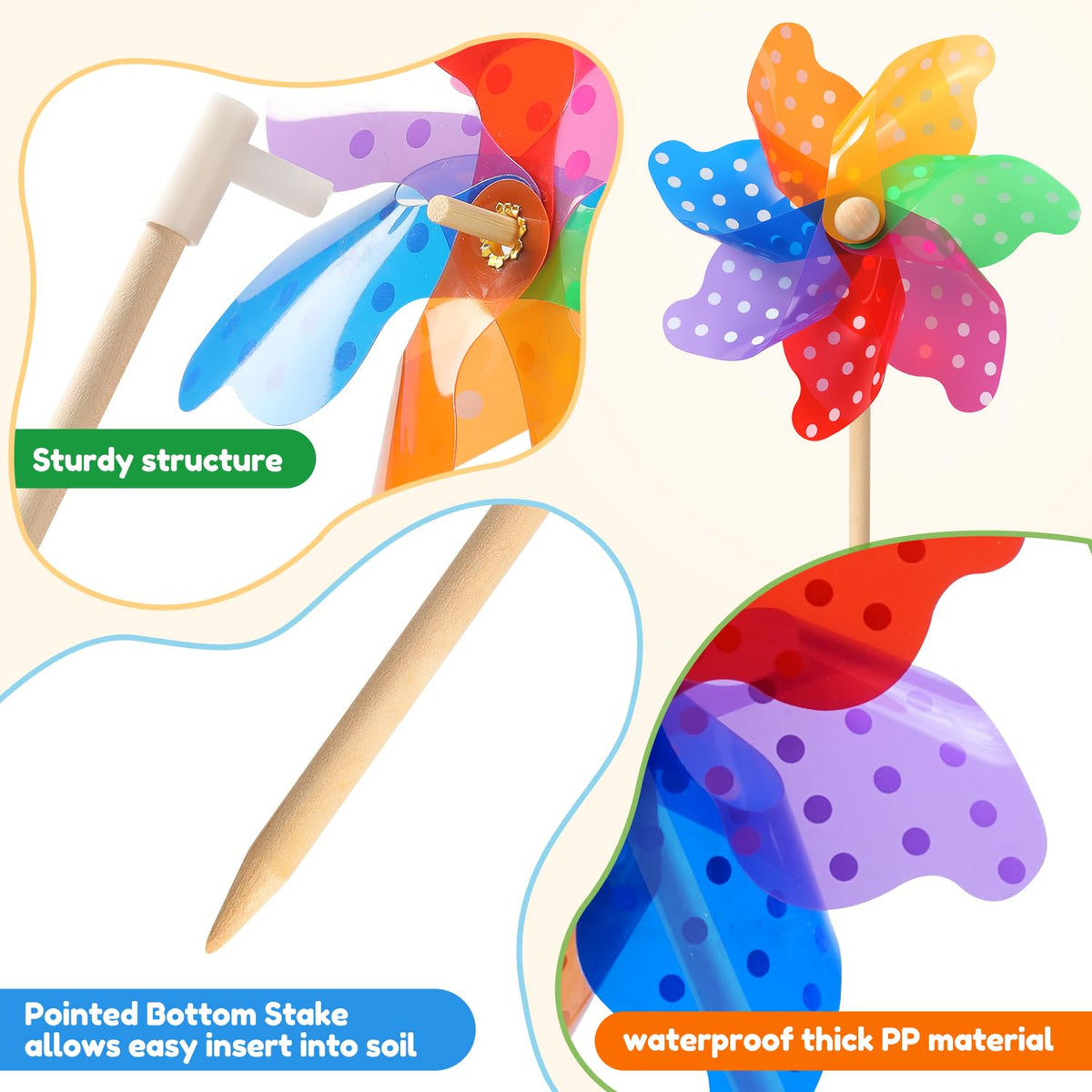 LilLittle pinwheels 17-inch height catches breeze vividly.