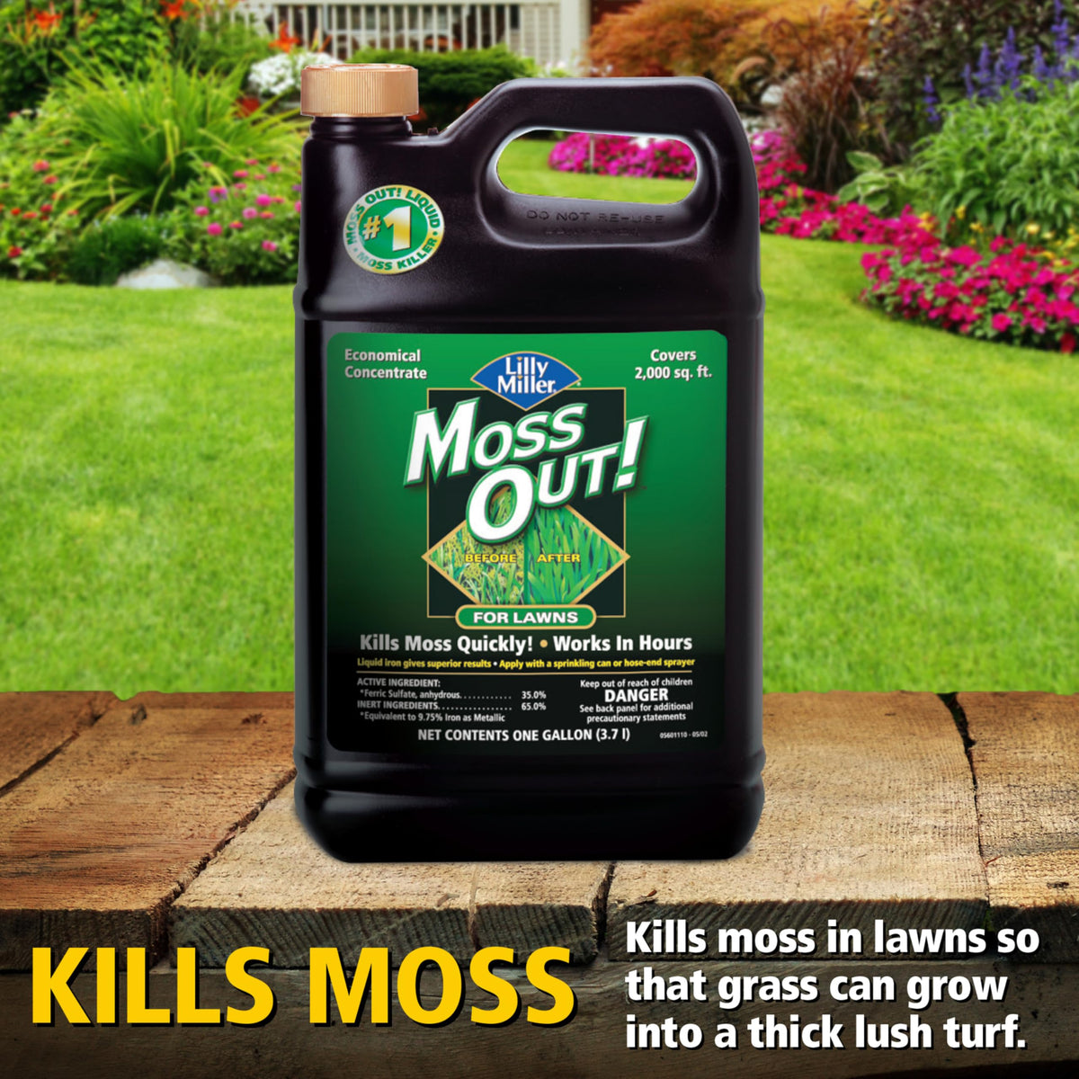 Lilly Miller Moss Out ferric sulfate formula displayed on the bottle