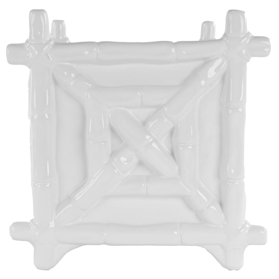 Lilly Pulitzer small planter in resort white with bamboo-inspired design for indoor greenery.