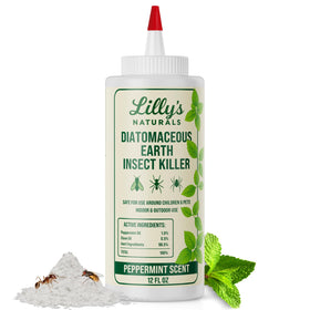 Lilly's Naturals Diatomaceous Earth packaging for safe family pest control.