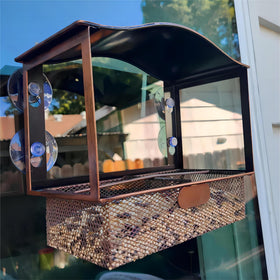 Lilyang window bird feeder with exquisite vintage copper hue exterior for natural charm