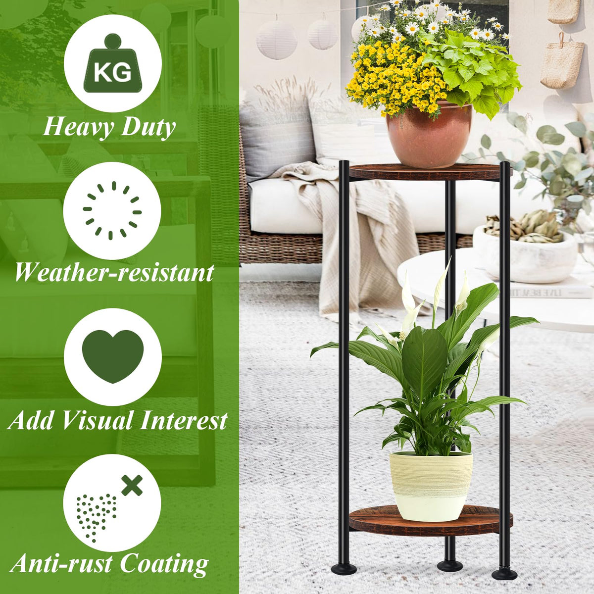 Suitable for both indoor and outdoor use on balconies, decks, or living rooms.