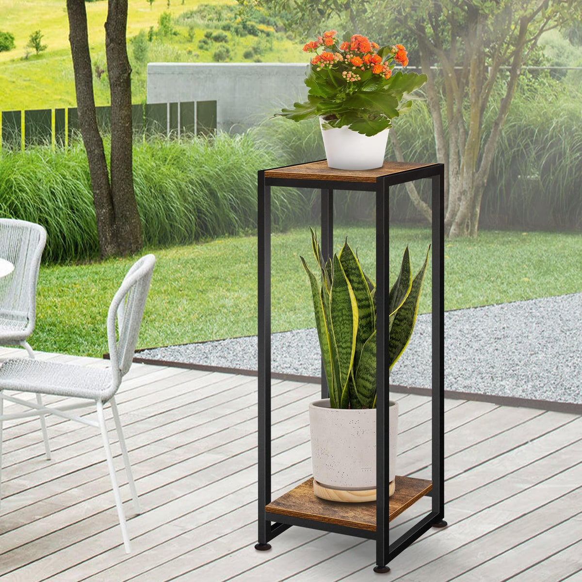 Lilybud Lily Plant Stand living room styled setup shows versatile decor fit.