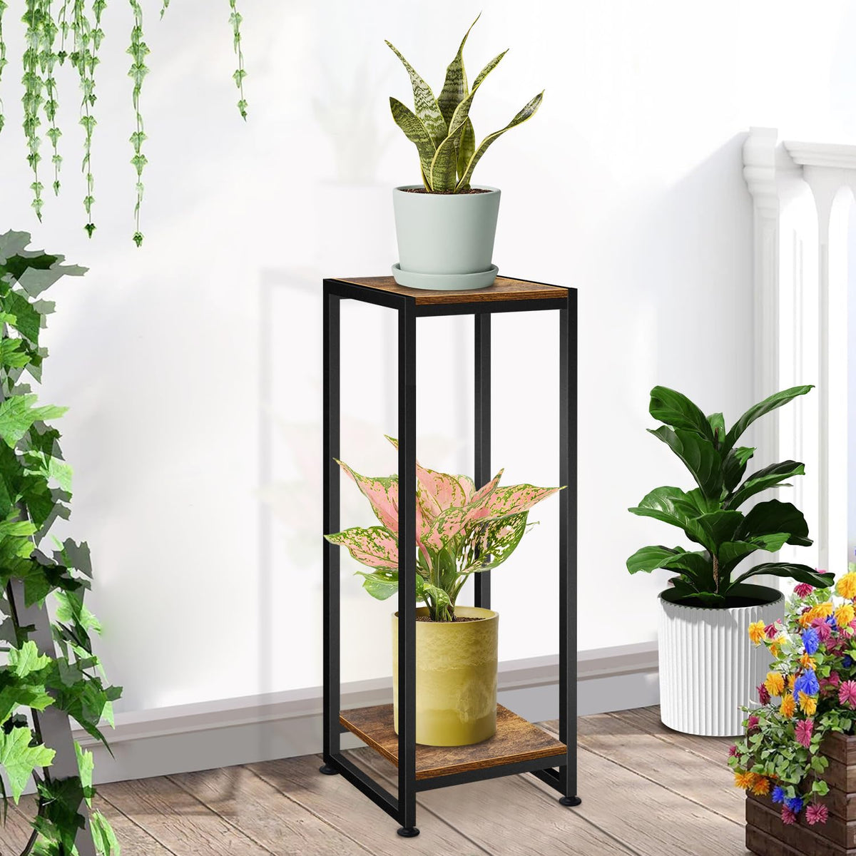 Lilybud Lily Plant Stand metal frame closeup highlights durable construction and smooth finish.