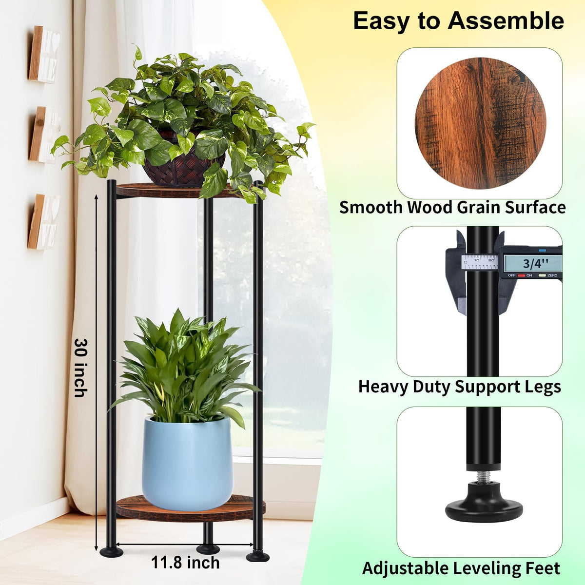 Lilybud Lily Plant Stand features a sturdy triangular frame for stable plant display.