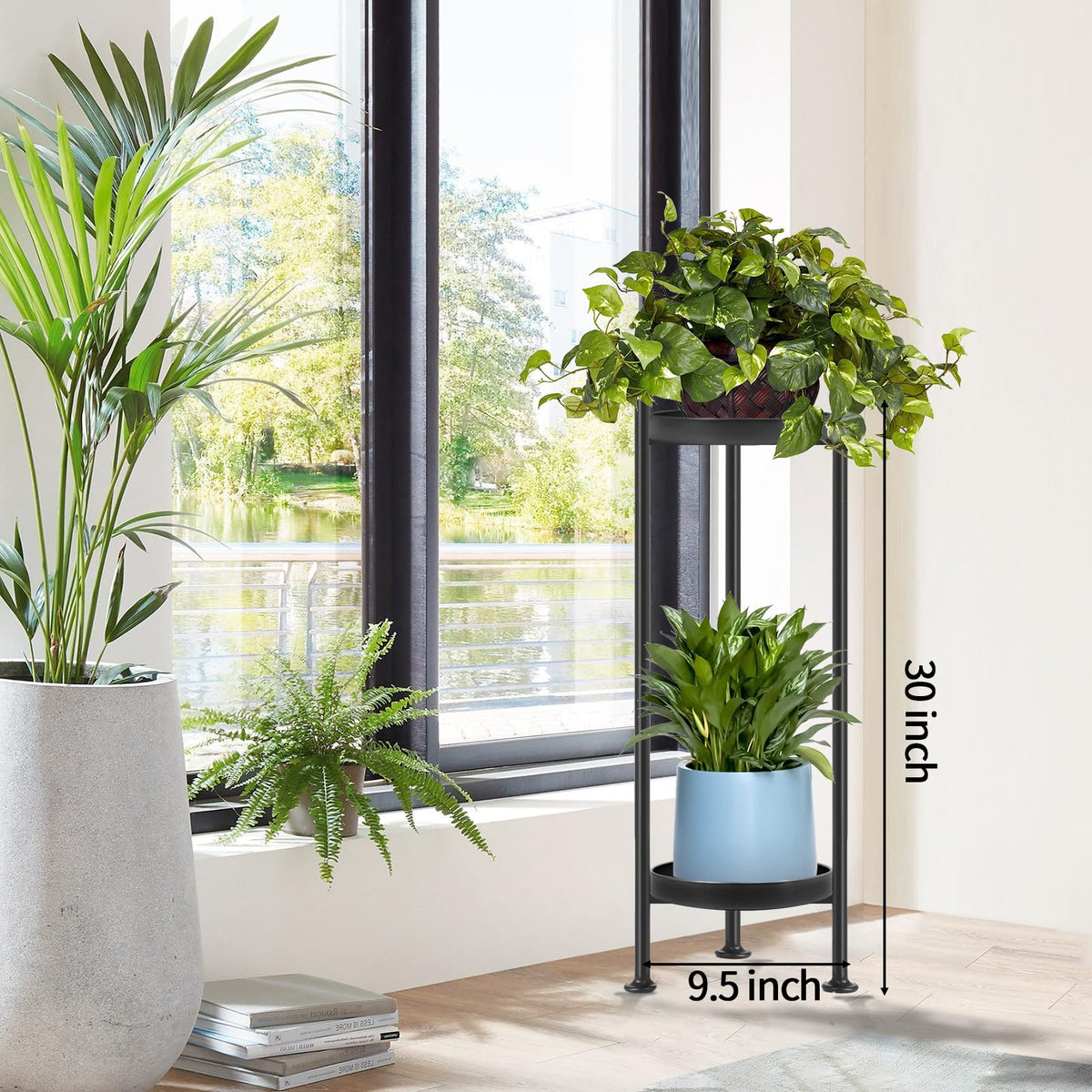 Lilybud Lily plant stand tri-prism frame emphasizes reliable support and 50 lb capacity.