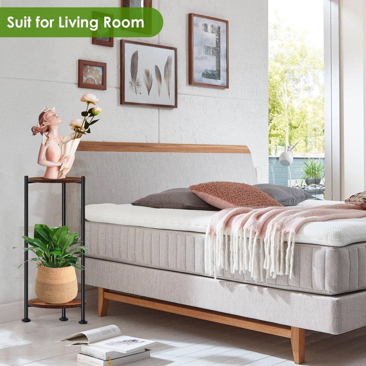 Lilybud Lily Plant Stand with wood-pattern finish enhances decor while showcasing your plants.