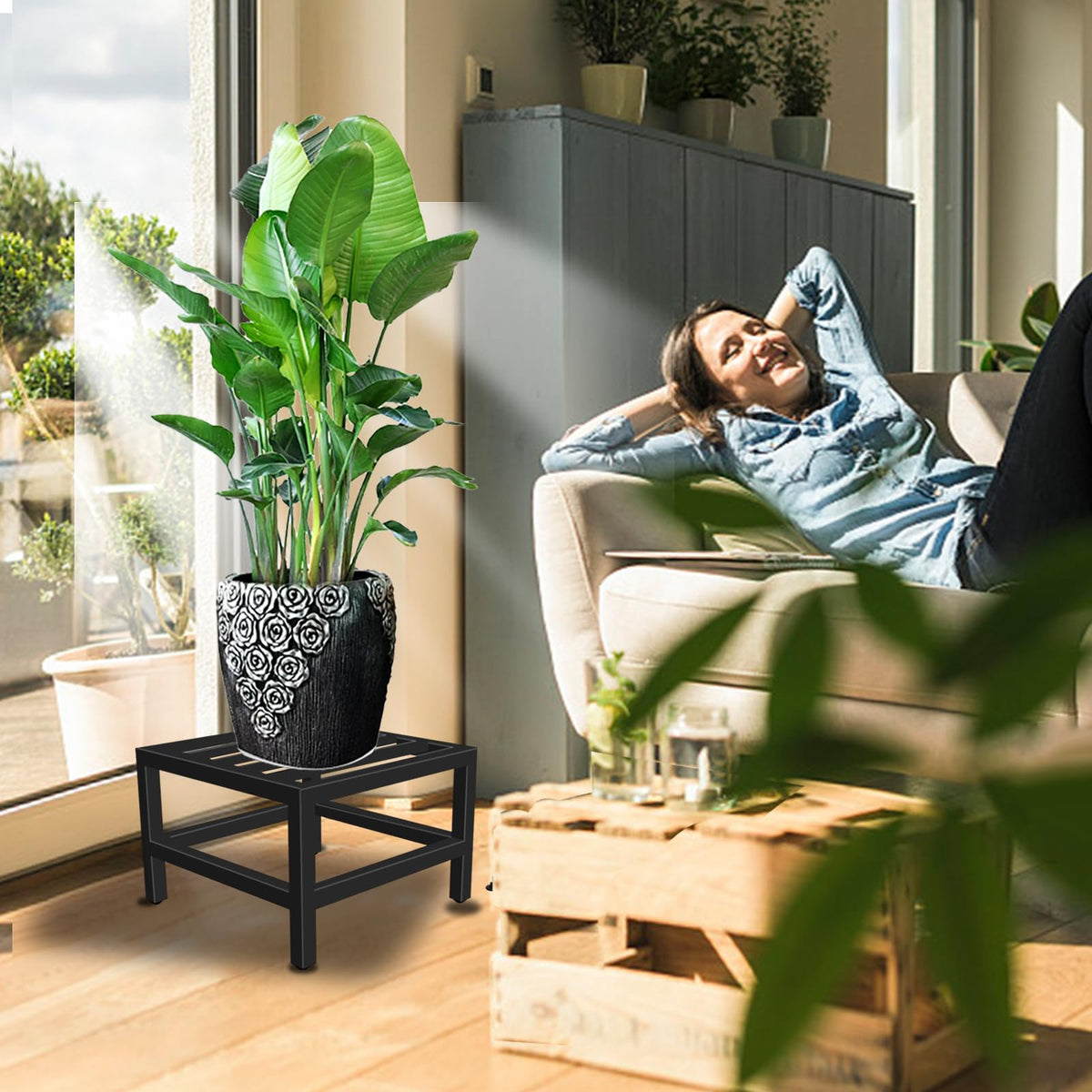 Lilybud two-pack pedestal stands create layered planter displays anywhere.