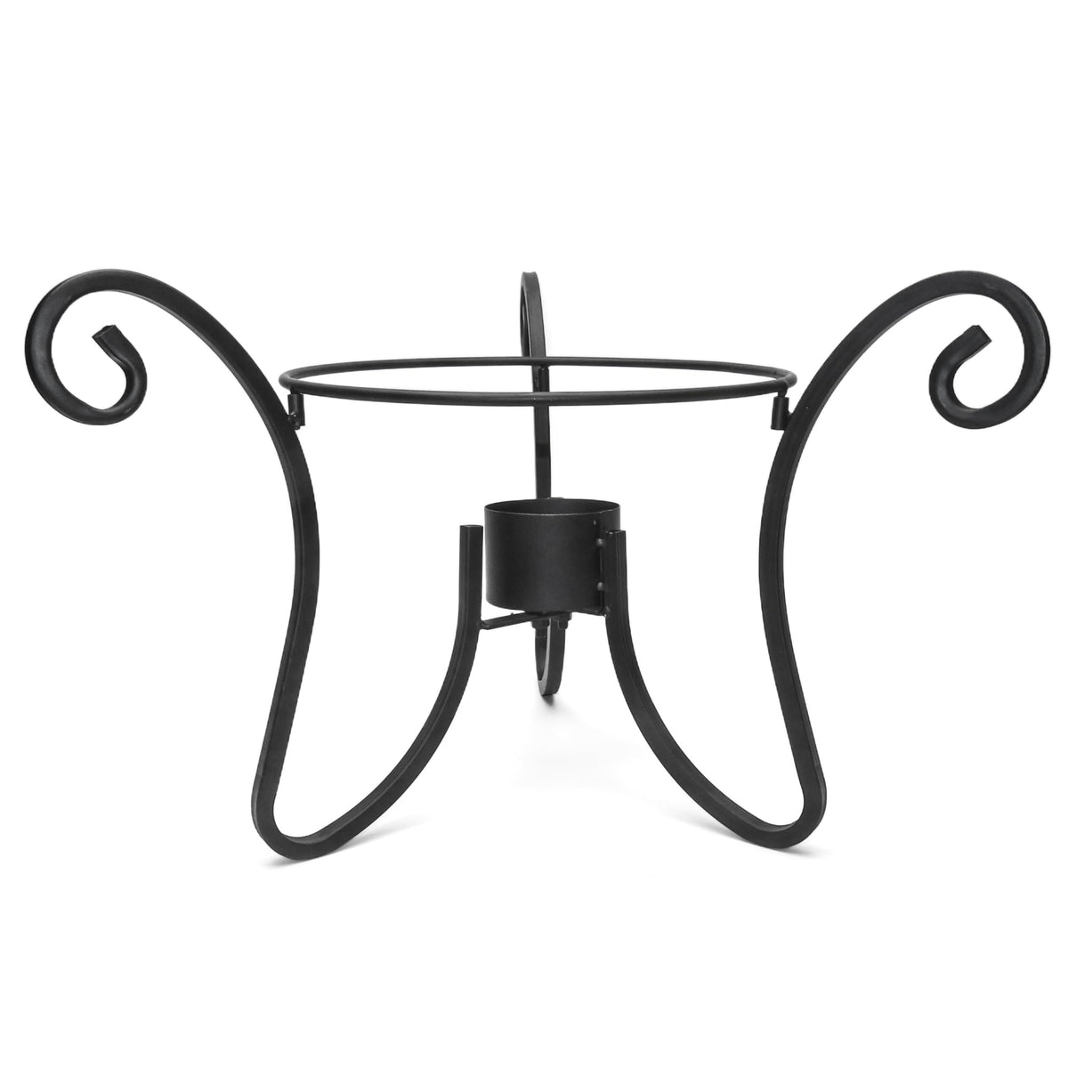 Lily's Home gazing ball stand with a sturdy frame supporting a globe outdoors.