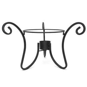 Lily's Home gazing ball stand with a sturdy frame supporting a globe outdoors.