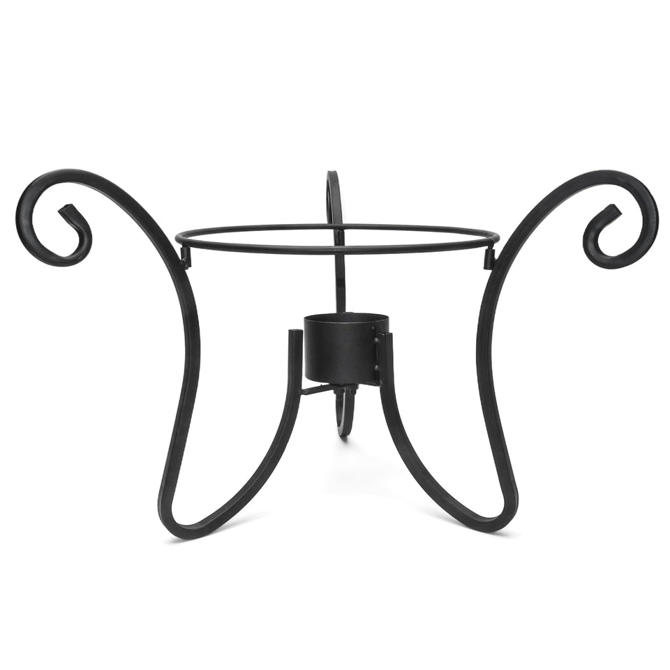 Lily's Home gazing ball stand with a sturdy frame supporting a globe outdoors.