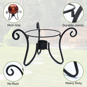 Lily's Home gazing ball stand demonstrates rust-resistant performance for outdoor durability.