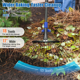 Lilyvane 18-tine rake with durable metal tines for leaves