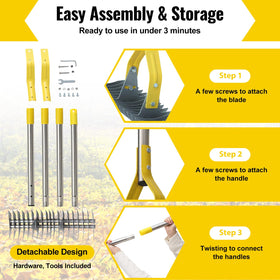 Lilyvane 19-teeth steel tines enable efficient cleanup on lawns.