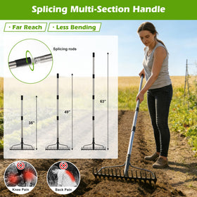 Lilyvane Bow Rake all-metal construction for rugged outdoor tasks.