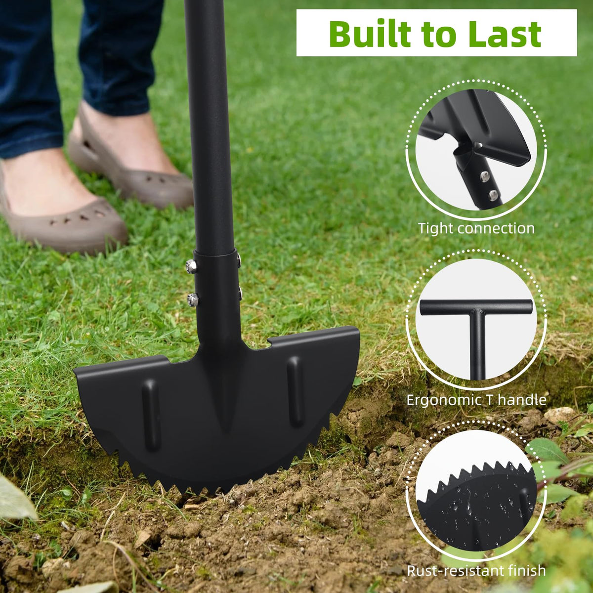 Adjustable handle on Lilyvane Edger fits different heights for comfort.