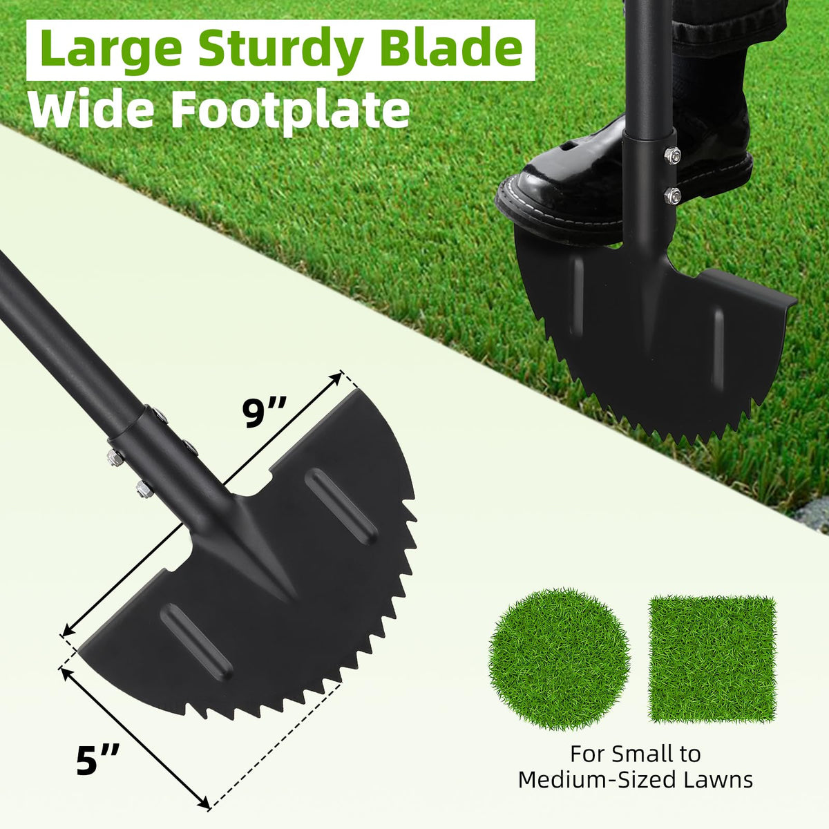 Lilyvane Edger features a wide foot-step pad for stable, deeper cuts.
