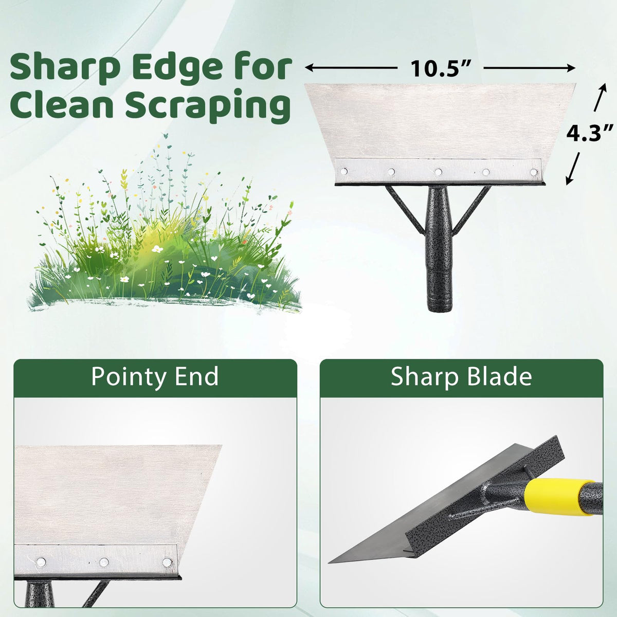 Lilyvane Garden Flat Shovel full-length handle improves reach and comfort