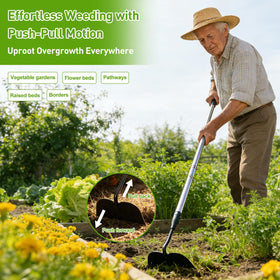 Lilyvane garden hoe loosening soil and tilling a bed