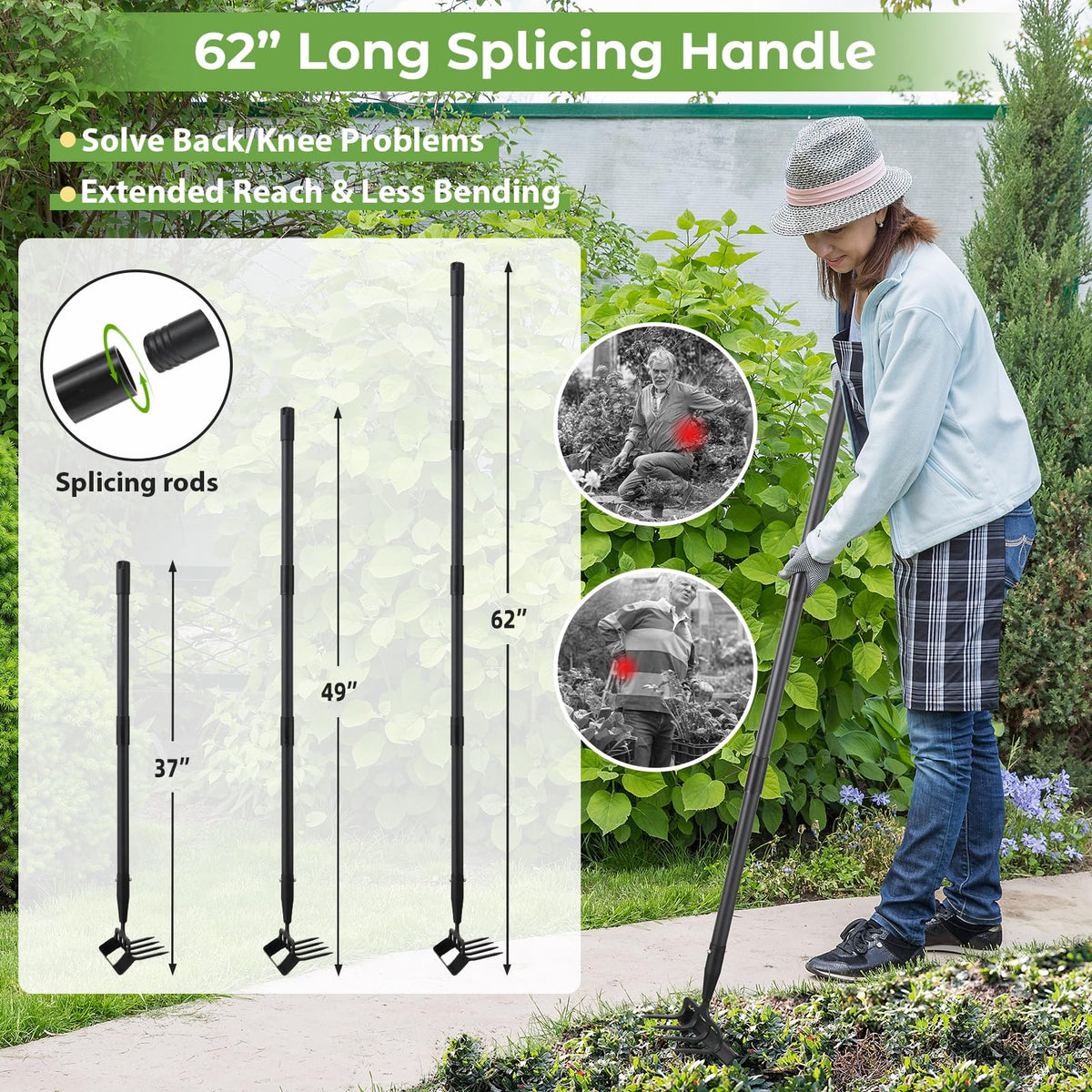 Lilyvane push-pull weeding motion speeds large-area weed removal.