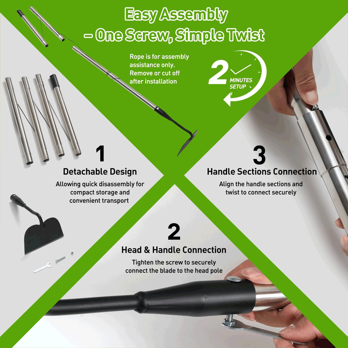 Lilyvane garden hoe stand-up design reducing bending during tasks
