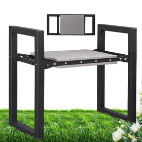 Lilyvane Garden Kneeler Seat front view shows a sturdy frame supporting up to 350 pounds.