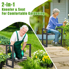 Lilyvane Garden Kneeler Seat side view highlights ergonomic handles for easy standing.