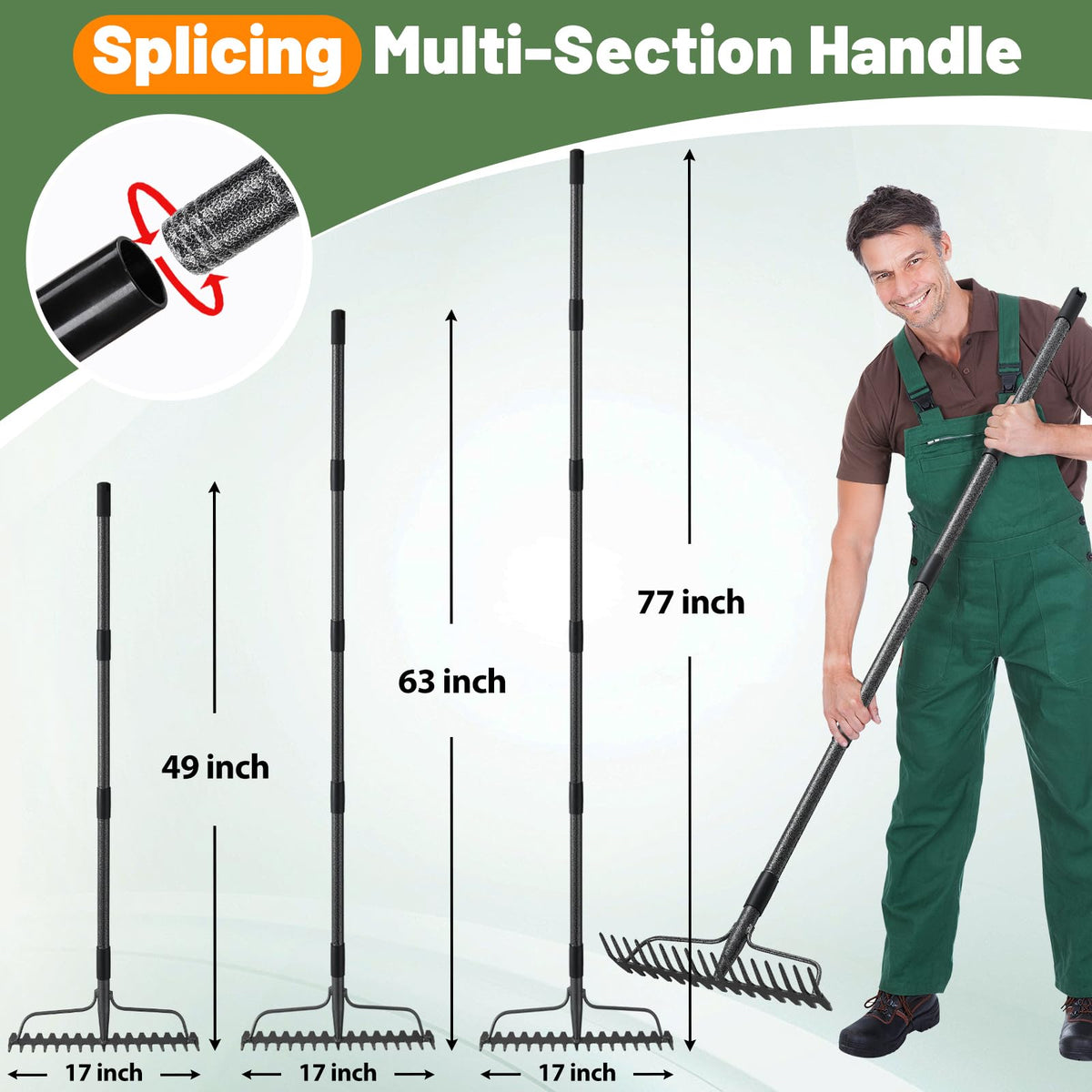 Lilyvane heavy-duty garden rake in action removes thatch and weeds efficiently.