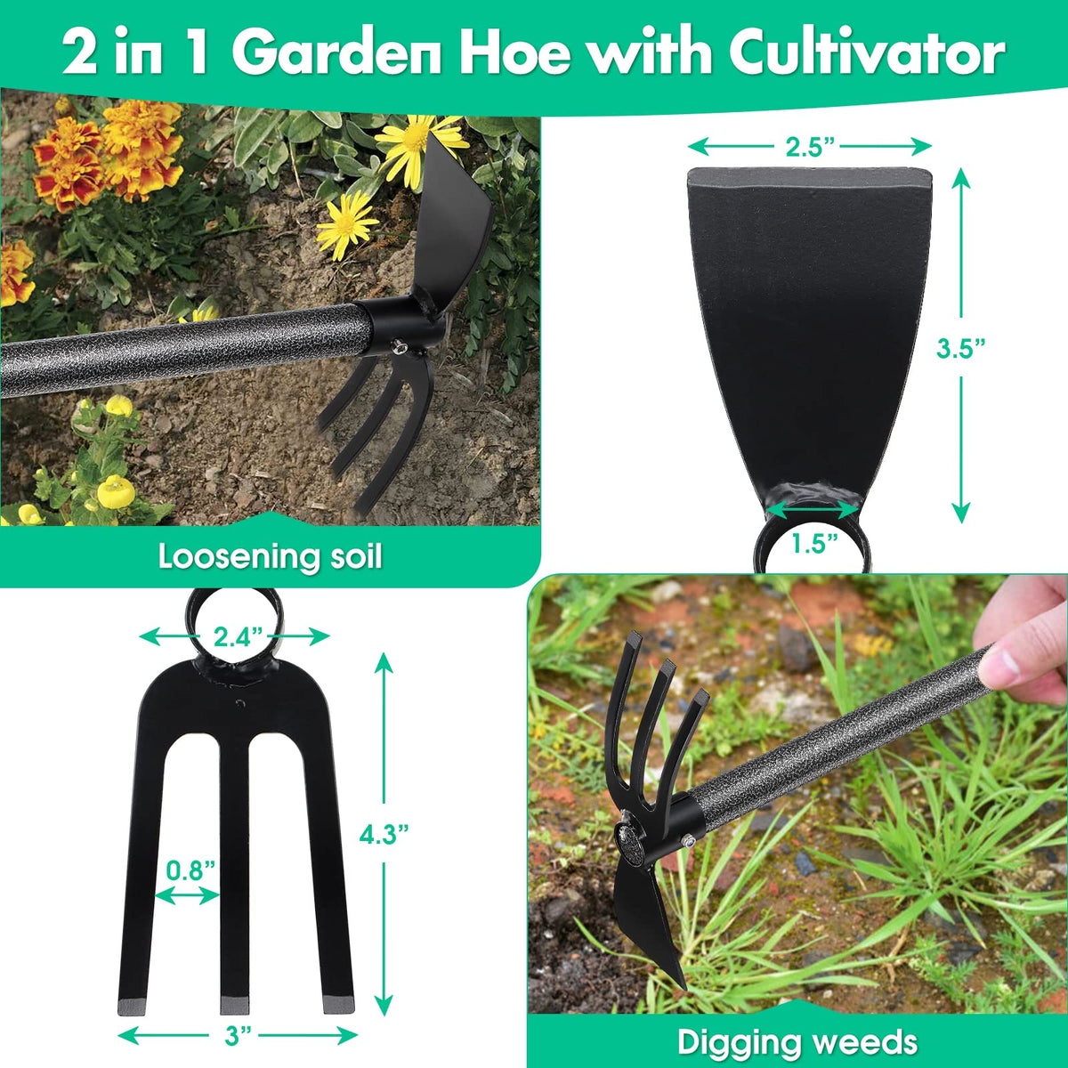 Lilyvane heavy-duty blade on the hoe for tough roots