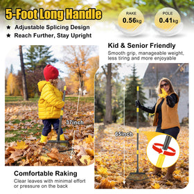 Lilyvane metal rake with 25 teeth delivers durable, efficient debris collection.