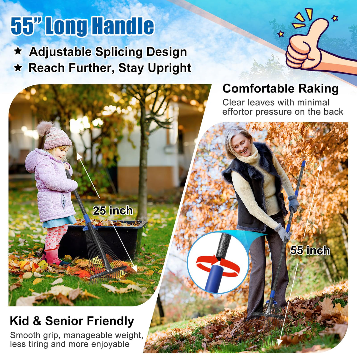 Lilyvane multi-season yard tool handles leaves and debris efficiently