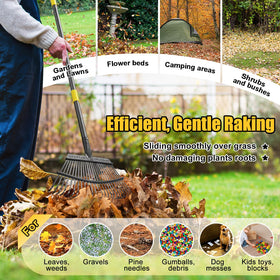 Lilyvane rake clears gravel and debris in camping or garden areas.