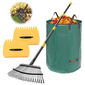 Lilyvane rake-for-leaves 18in-wide-head for fast, thorough leaf collection.