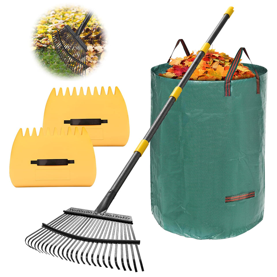 Lilyvane rake-for-leaves 18in-wide-head for fast, thorough leaf collection.