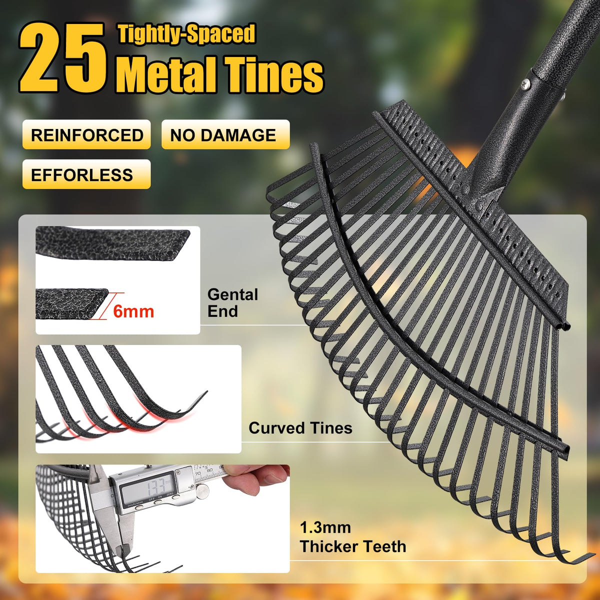 Lilyvane rake for leaves and pine needles tackles yard cleanup with ease.