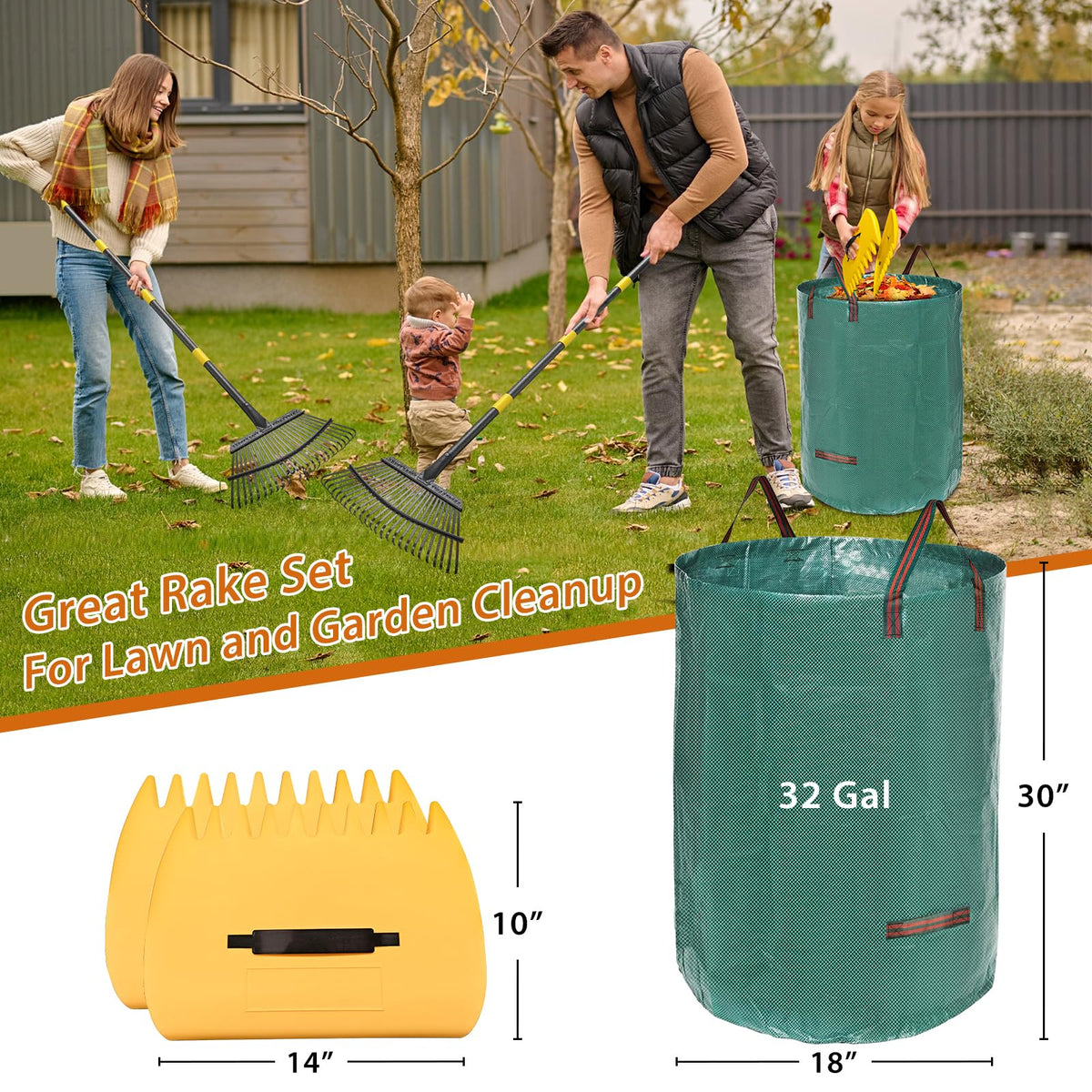 Lilyvane 65-inch adjustable-handle shown for comfortable reach in large yards.