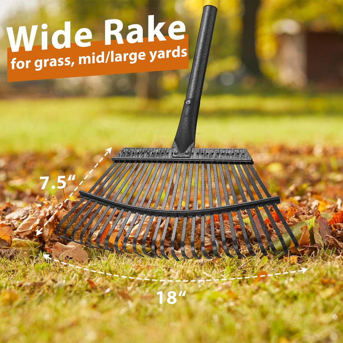 Lilyvane rake-in-action demonstrates swift debris sweeping across a lawn.