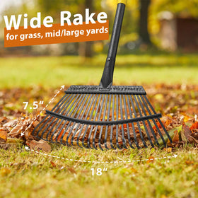 Lilyvane rake-in-action demonstrates swift debris sweeping across a lawn.