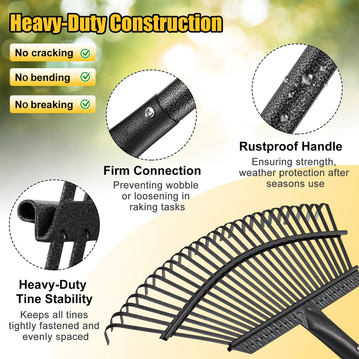 Lilyvane rake blends lightweight design with sturdy steel for daily tasks.