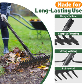 Lilyvane rustproof coated rake withstands outdoor use with lasting durability.