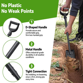 Lilyvane Spade Shovel reinforced foot pedal adds leverage on dense soil