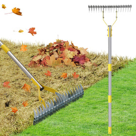 Lilyvane Thatch Rake with 19 sturdy tines loosens thatch for a healthier lawn.
