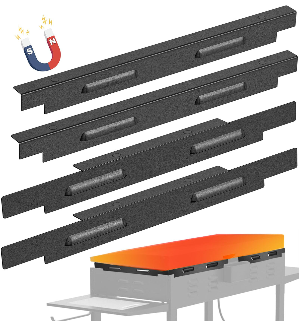 LimeCare wind guard front view on Blackstone 36-inch griddle stabilizes flames.