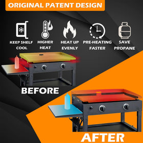 LimeCare wind guards showing hood compatibility for flexible grilling layouts