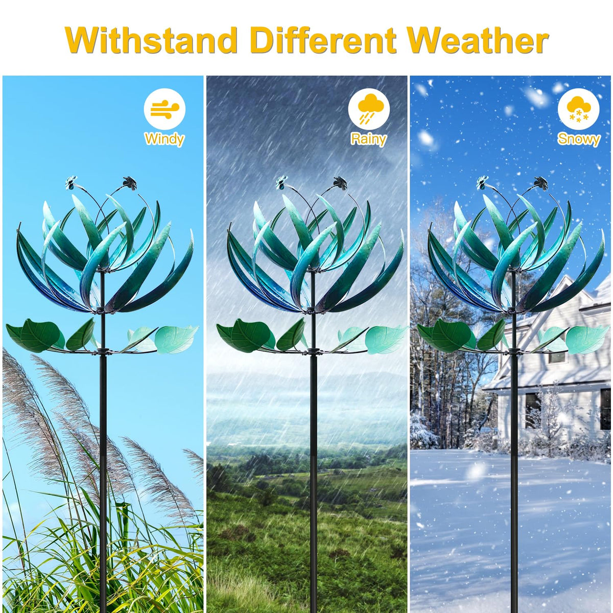 LimeHill Wind Spinner Blue Lotus with UV-protected paint finish