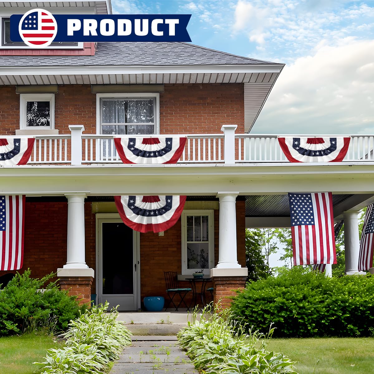 Outdoor-ready LinaGarten bunting flags with vibrant color in sunlight