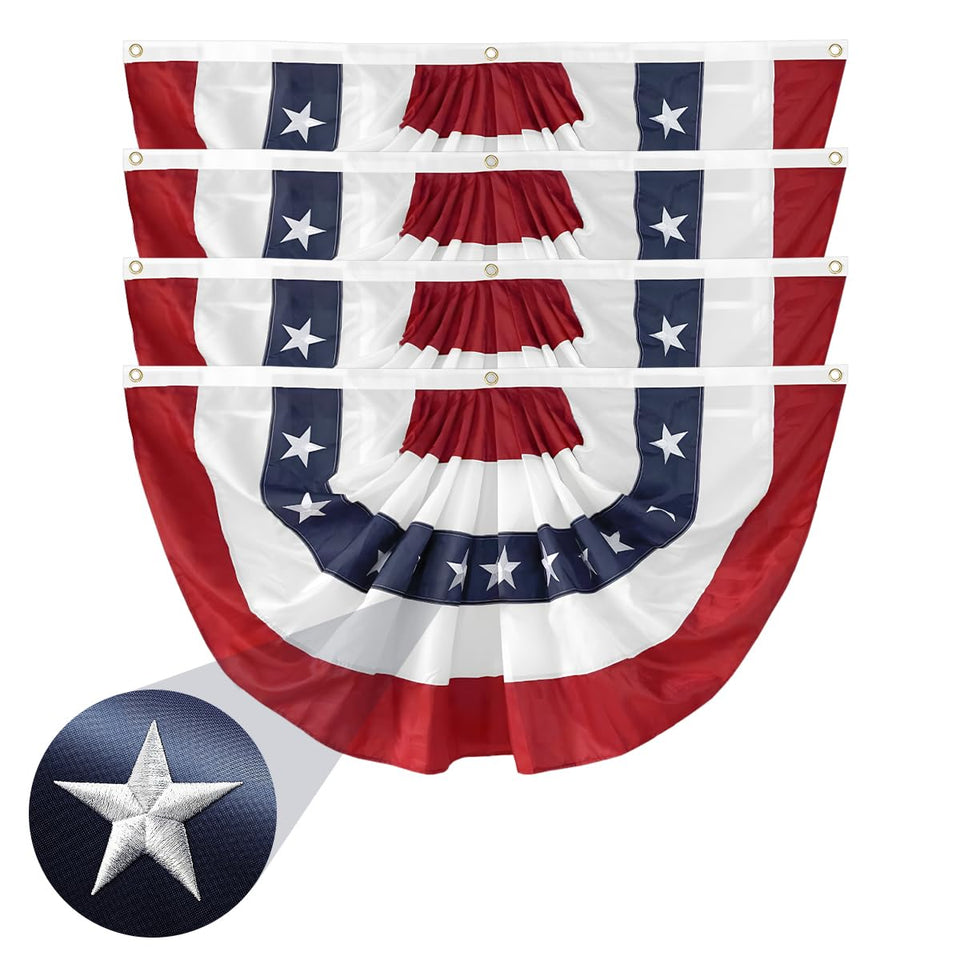 LinaGarten pleated 2x4ft American bunting flag for porch decor with patriotic colors