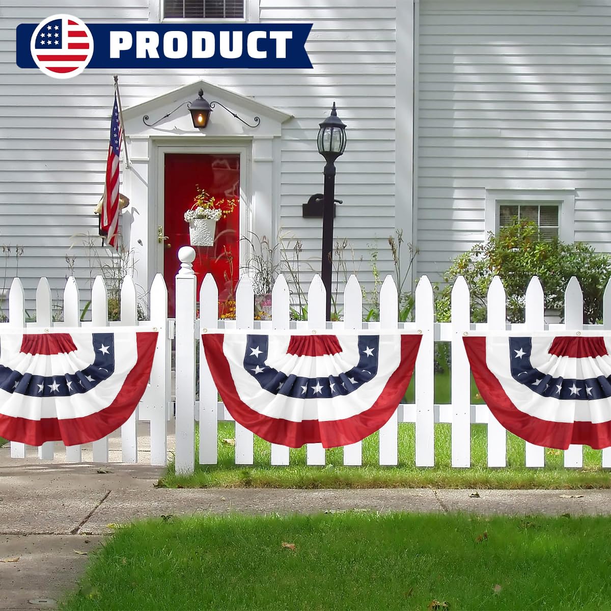 LinaGarten bunting flag with sewn stripes for bold patriotic accents