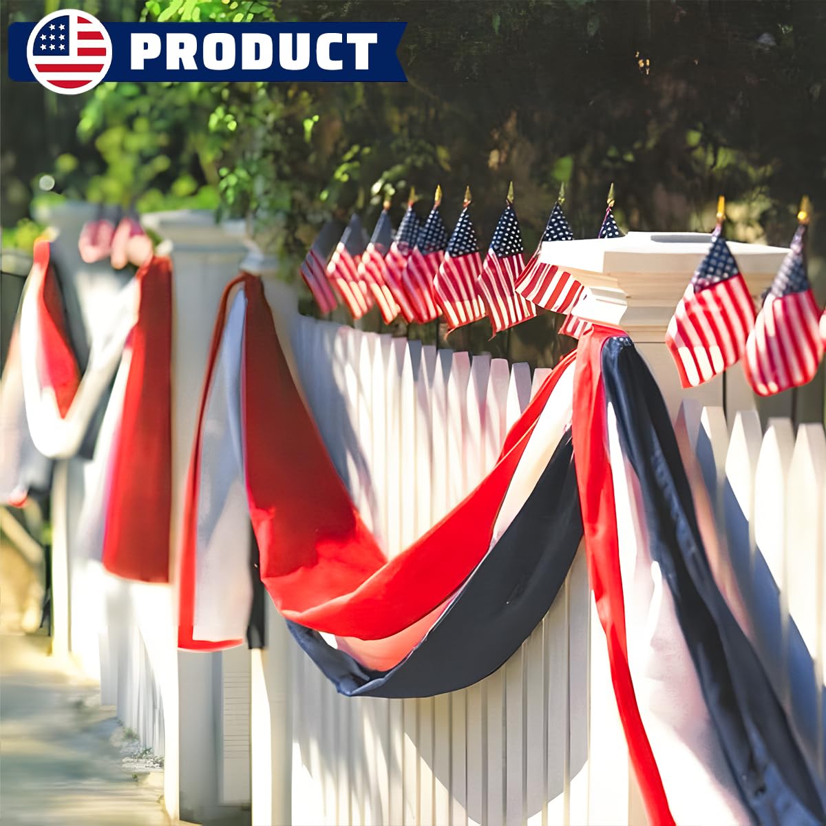 LinaGarten bunting uses colorfast ink that resists fading in bright sun.